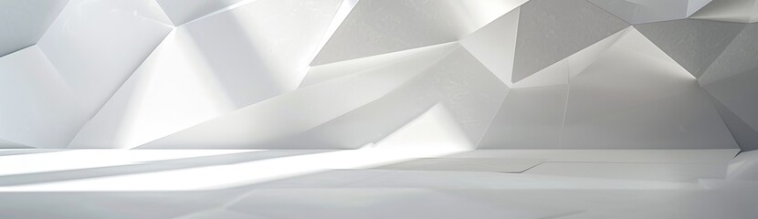 A wide white futuristic background (website header) (3D illustration)