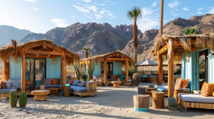 Desert Oasis Cabanas with Mountain Views