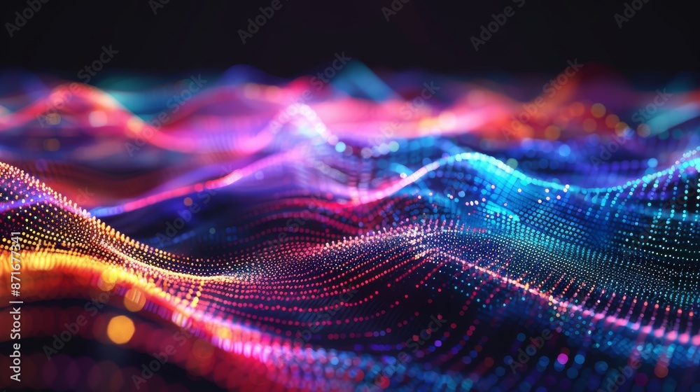 Poster big data abstract background concept. digital data flow, data transfers, blockchain, servers, high-s