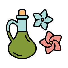 Aromatherapy oil line icon. Essential, floral, relax, massage, therapeutic, wellness, fragrance, natural, organic, scent, health, spa, skincare, beauty, holistic, calm, stress relief, bottle, herbal