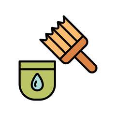 Paintbrush and paint jar line icon. Art, creativity, tools, painting, craft, supplies, design, drawing, artist, color, paint, equipment, brush, illustration, DIY, hobby, painting, art, craft