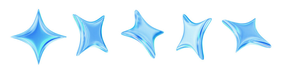 3d neon or holographic sparkle star set. Stock vector illustration on isolated background. © Игорь Жуков