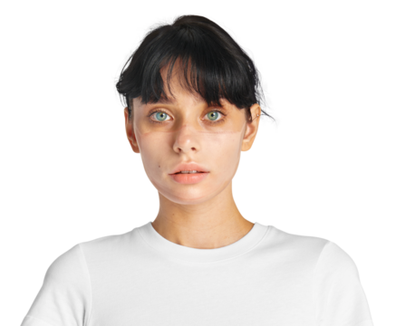 Woman  tan line png mockup face portrait on transparent background