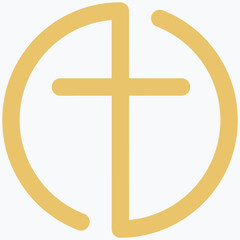 Christian cross icon in the circle. Black christian cross sign isolated on white background. Vector illustration.