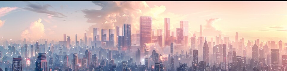 Fototapeta premium Future futuristic sci-fi city panorama / 3D illustration of futuristic sci-fi city
