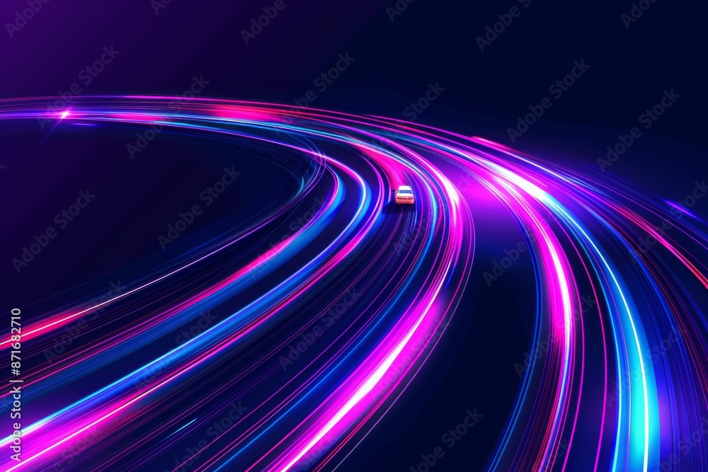 Poster Zoom travel in deep space on a 3D background of light speed.