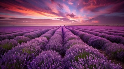 Fototapeta premium Lavender Fields at Sunset