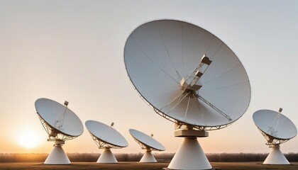 huge satellite dishes, isolated white background