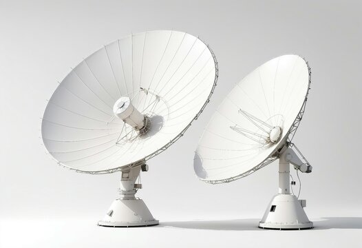 huge satellite dishes, isolated white background
