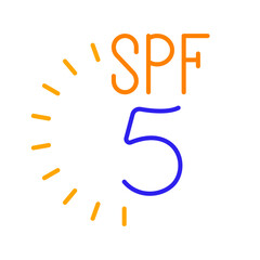 SPF 5 line icon. Skincare, ultraviolet, beauty, spa, sunburn, rejuvenation, cleansing, facial mask, therapy, wellness, health, anti-aging, pampering, glow, hydration, facial care, self-care, salon