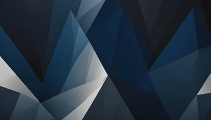 Obraz premium Black dark navy blue silver abstract pattern background. Geometric shape. Line triangle angle fold polygon diamond 3D. Color gradient ombre. Rough grain noise. Light shadow. Matte shimmer. Minimum.