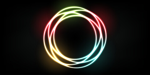 Neon oval Neon light. Vector electric frame. pace for text. Glowing neon background. Abstract electric background. Neon sign circle. 