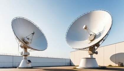 Obraz premium huge satellite dishes, isolated white background