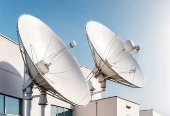 huge satellite dishes, isolated white background