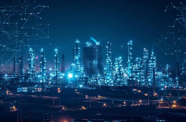 Fototapeta premium A smart city and communication network concept. Internet of Things. An information communication network. A mixed-media abstract.