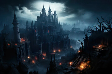 vampires, gothic, castle, lurking, horror, dark  Fantasy wallpaper, rpg  landscape