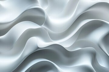 Fototapeta premium The image is a close up of a white fabric with a wave pattern