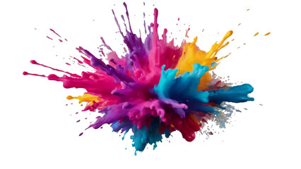 Bright colorful watercolor splash splatter stain brush strokes on white background. Modern vibrant aquarelle spot. Aquarelle explosion on white. Element. Vector watercolor illustration isolated design