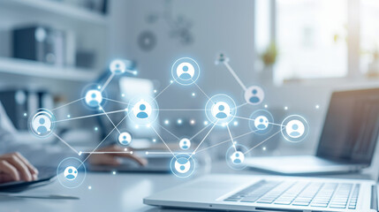 Business leaders networking in virtual roundtable discussion