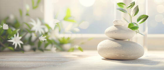 Tranquil background image for massage treatment, no people.