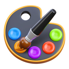 3d render paints and brushes