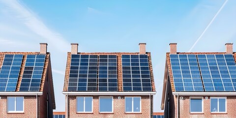 Fototapeta premium Solar-Powered Homes Harnessing Clean Energy for Sustainable Living. Concept Renewable Energy, Sustainable Living, Solar Technology, Green Homes, Energy Efficiency