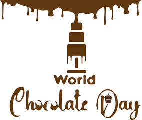 World Chocolate Day or International Chocolate Day with melted chocolate drips vector illustration.Happy world chocolate day illustration with chocolate logo.Background Hand Drawn.World Chocolate Day.