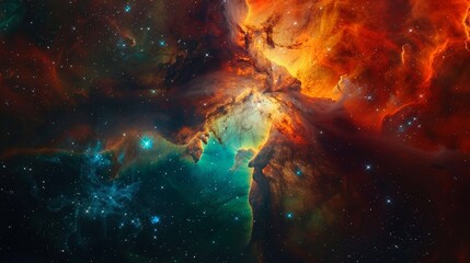 Fototapeta premium A colorful galaxy with a blue and orange cloud