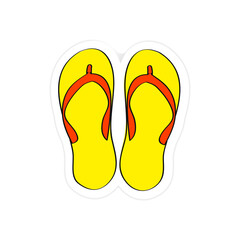 Illustration of yellow flip flops on transparent background