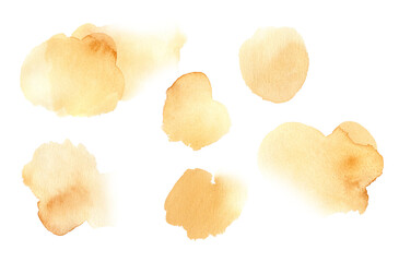 Naklejka premium Set of abstract watercolor shapes, Orange watercolor shapes without background