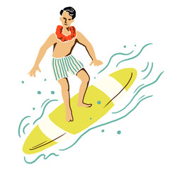 Tropical surfer sticker png in summer vacation theme