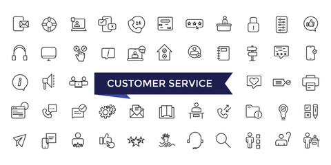 Customer Service icons Set with editable stroke collection for web and ui. Line icons pack. Vector illustration.
