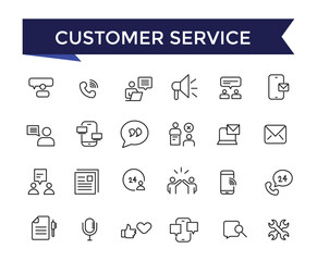 Customer Service icons Set with editable stroke collection for web and ui. Line icons pack. Vector illustration.