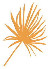 Png palm leaf summer sticker doodle in orange