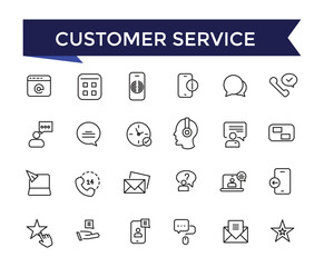 Customer Service icons Set with editable stroke collection for web and ui. Line icons pack. Vector illustration.