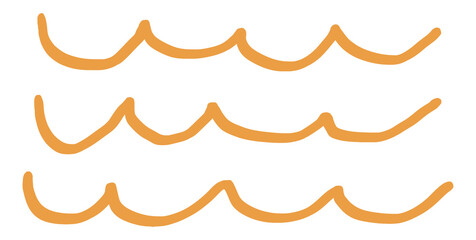 Png ocean waves cute doodle summer clipart in orange