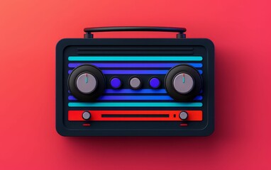 Obraz premium Retro Radio on Red Background.