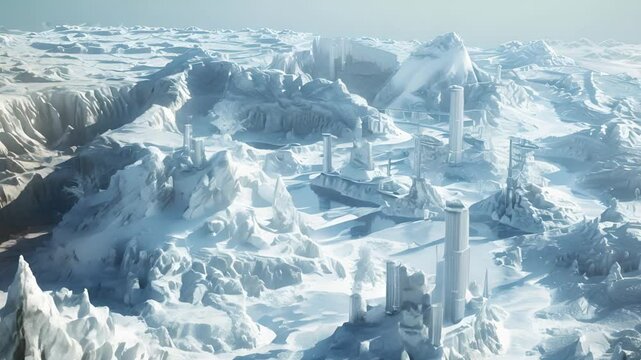 Snow clad facility stands in a chilly outpost