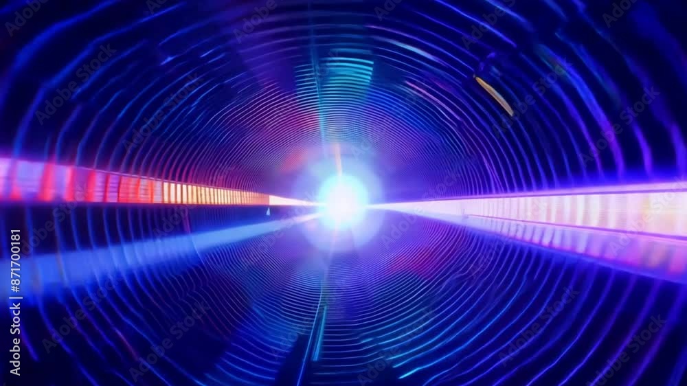 Aufkleber a hyperrealistic depiction of a digital beam of light traveling at the speed of light through a dark