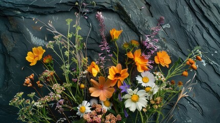 Wildflower themed floral slate arrangement