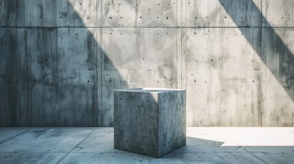 Urban architecture concept with gray cube on concrete background