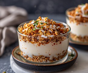 Coconut Parfait with Granola and Yogurt