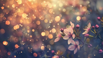 Vintage toned wallpaper featuring lovely flowers and bokeh background