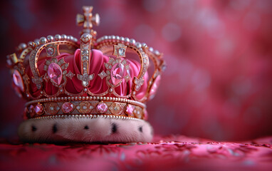 Pink crown on pink blanket. Generative AI