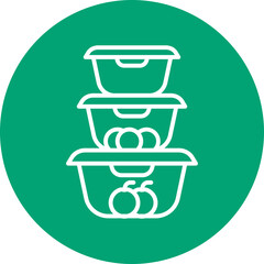 Food container line circle icon