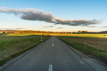 Country road through agricultural landscape, Canton of Thurgau, Switzerland