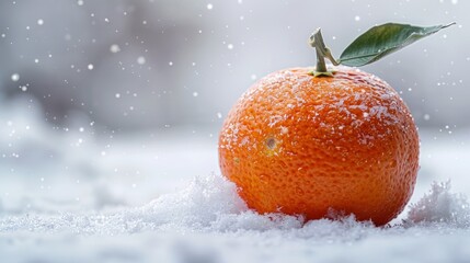 Tangerine in the snow