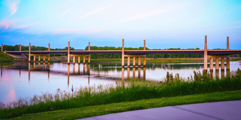 Discovery Bridge across the Missouri River in Yankton connecting Nebraska and South Dakota of the...