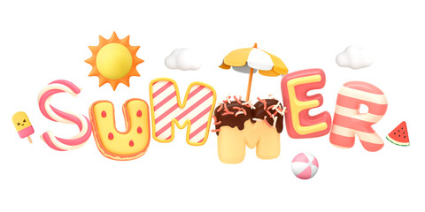 Summer  png sticker, dessert 3D cartoon transparent background