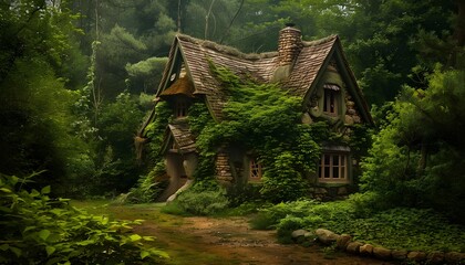 Fairytale cottage, situated on the edge of a primordial forest